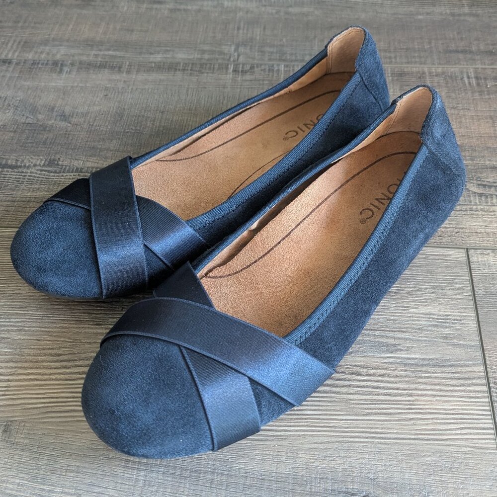 Vionic Women's Spark Maria Ballet Flat Walking Orthotic Supportive Navy 8.5W